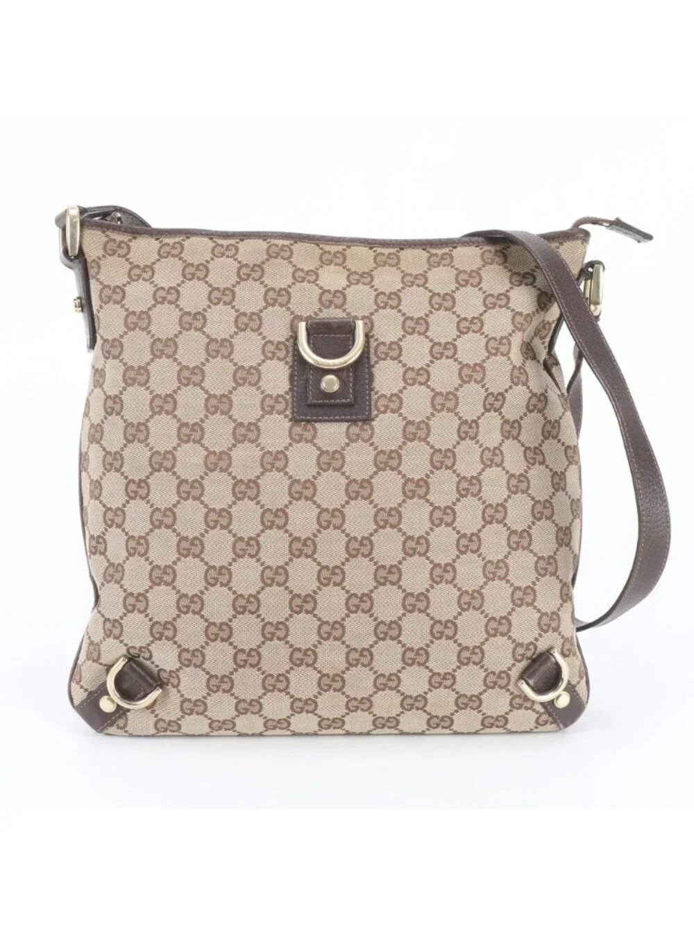 Gucci GG Canvas Abbey Leather Shoulder Bag Crossbody Messenger Business